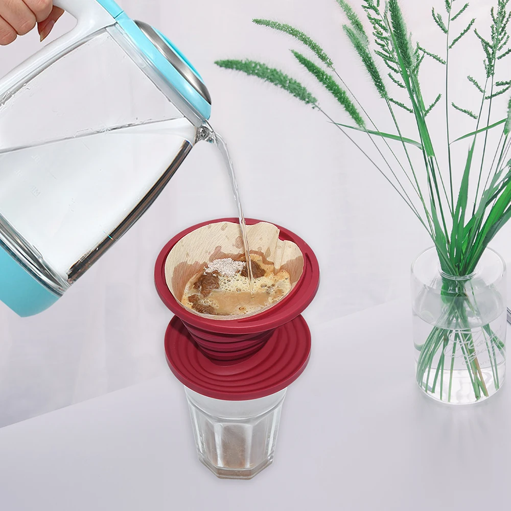 Eco-friendly Non-Stick Collapsible OEM Factory Silicone Coffee Dripper Reusable Drip Cone silicone Coffee Dripper
