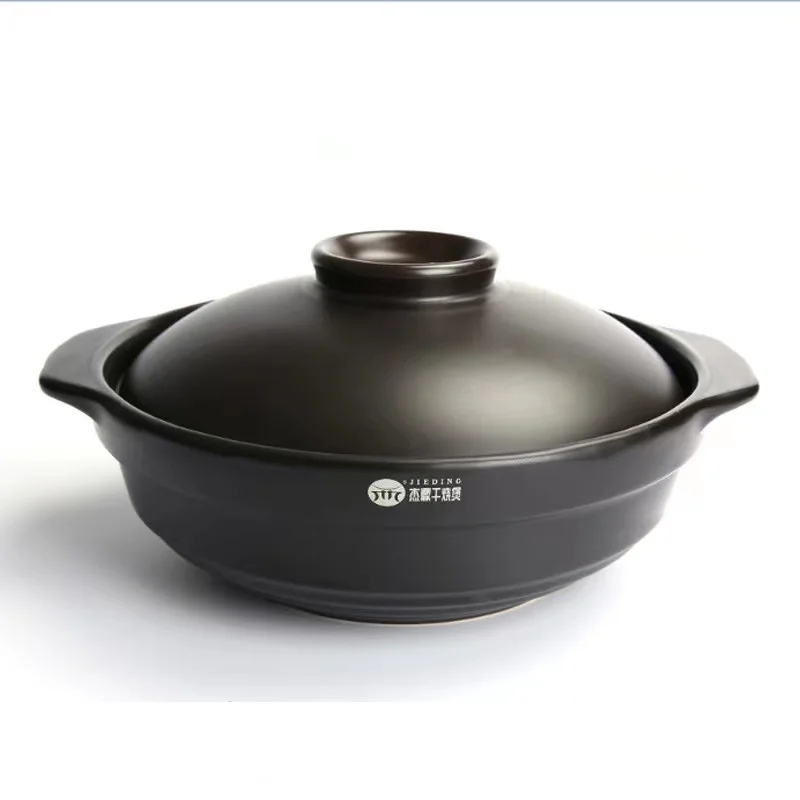 Черная керамическая кастрюля, кухонная посуда, кастрюля, китайская кастрюля с двойными ушками