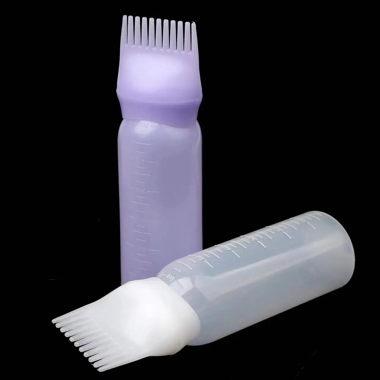 Wholesale production of 6oz disposable extrusion hair dye bottle with comb with scale