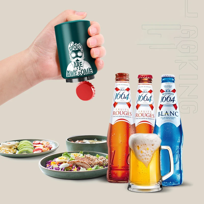 Creative New Design Magnetic Stainless Steel Beer Bottle Opener Push Down Automatic Bottle beer Opener