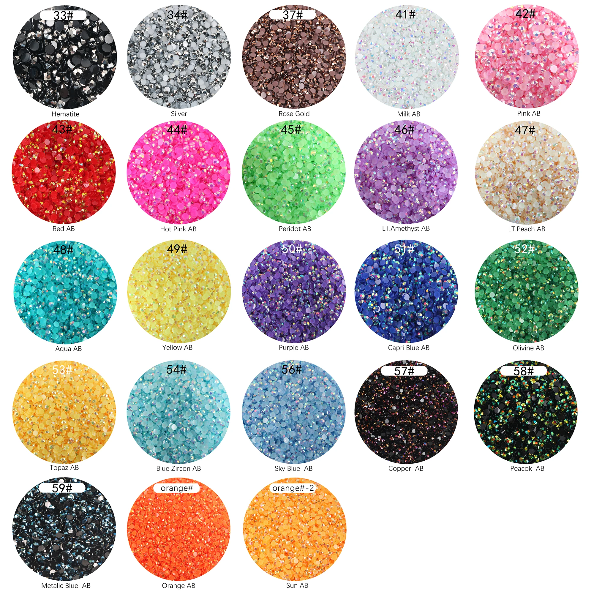 2mm 3mm 4mm 5mm 6mm Jelly AB Flatback Resin Rhinestones Candy Cab Color 3D Nail Art DIY Deco Bling Kit Supplies Embellishment