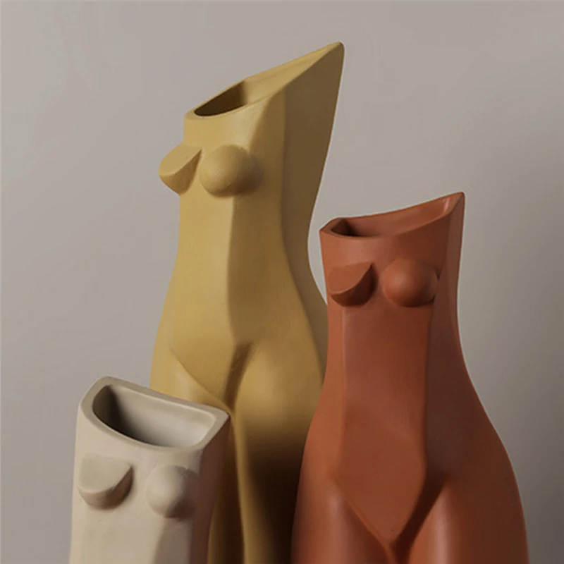 
Ins Nordic Abstract Female Body Art Ceramic Vase Human Body Creative Handmade Tabletop Ceramic Flower Vase For Home Decoration 