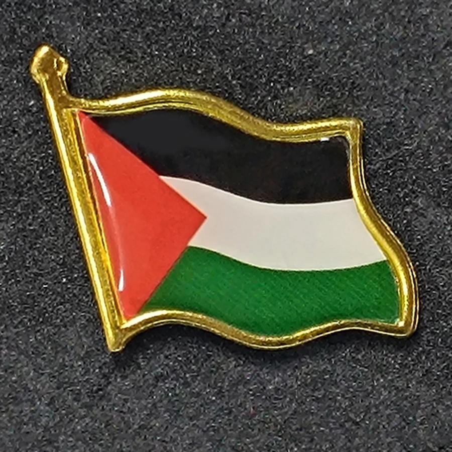 Manufacture Bulk Custom Round Soft Hard Enamel Metal Magnet Palestine Flag Badge Lapel Pin With Backing Card