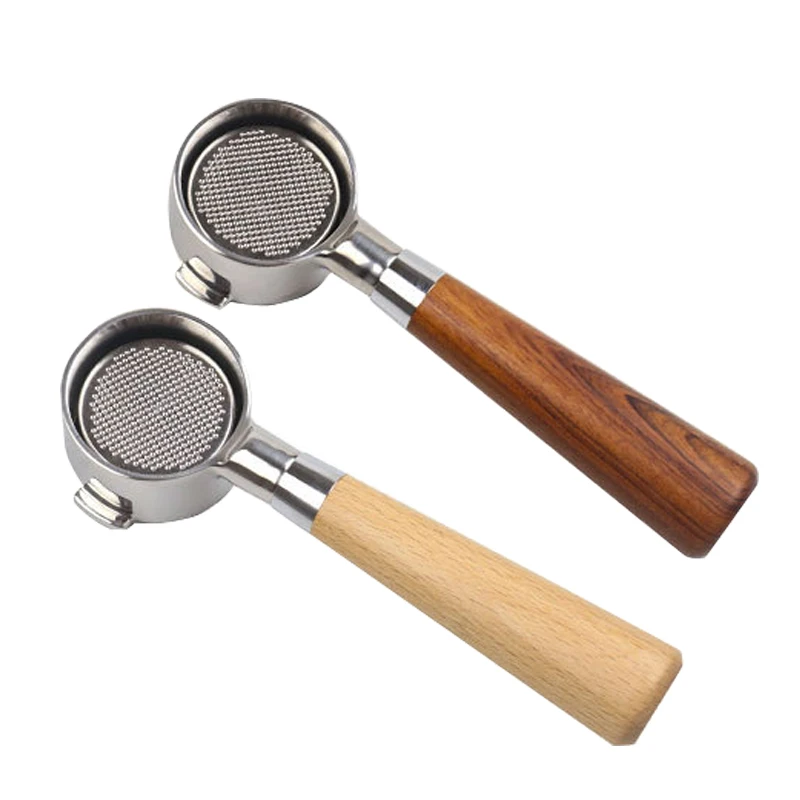 Food Grade zinc alloy coffee portarfilter solid wood handle bottomless 58MM stainless steel coffee portafilter for Exporba E61