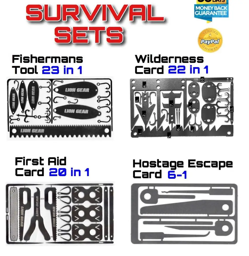 new style outdoor ninja tool in wallet with fishhooks