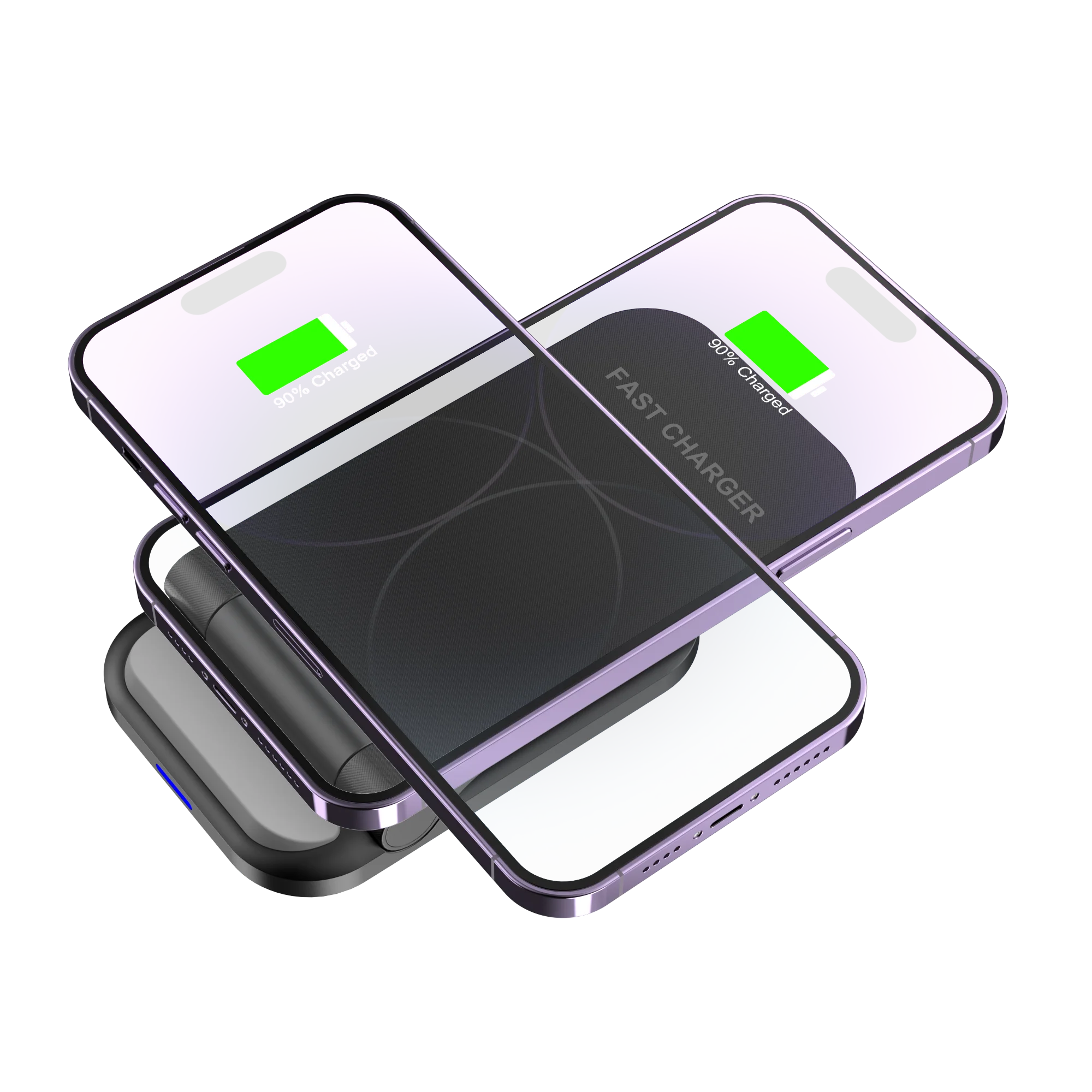 15W Portable Dual Coil Desktop Wireless Charger Outdoor Travel Safe Charging Portable Foldable Mobile Phone Charging Stand