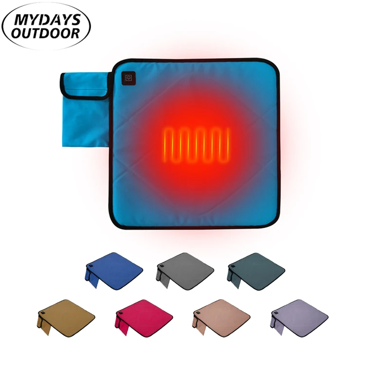 Mydays Outdoor Winter Portable Bleacher Car Memory Foam Pressure Relief Heated Stadium Seat Cushion with USB Charging Port