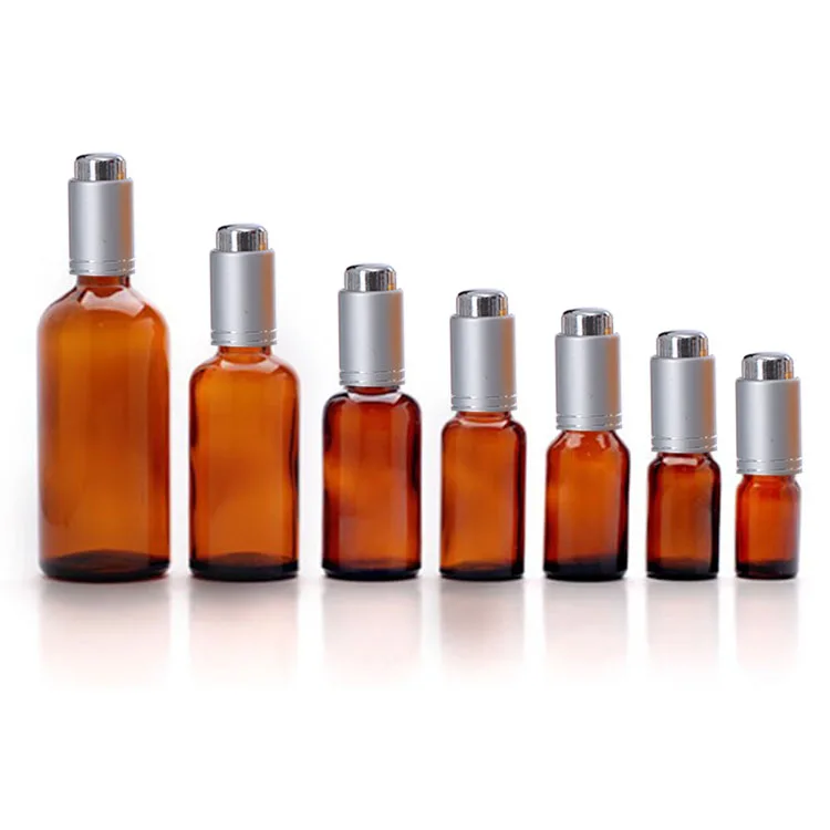 30ml 10ml 100ml green perfume essential oil frosted serum golden push button dropper bottle top gradation with pusher down cap