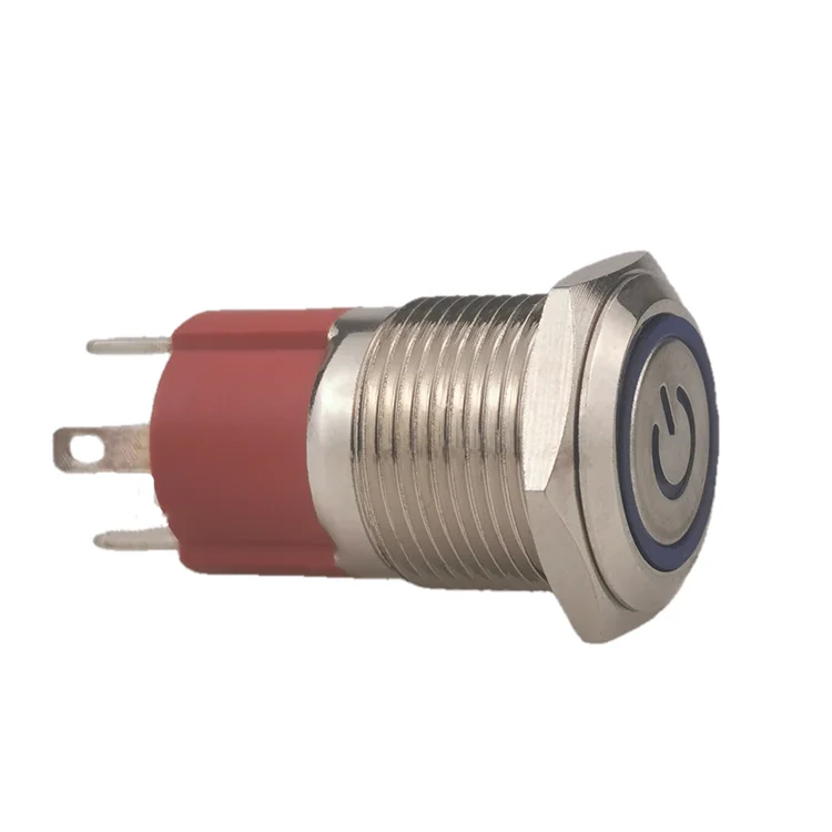 16mm high current metal waterproof momentary Power symbol switch button led car light motor lock power Push Button Start Switch