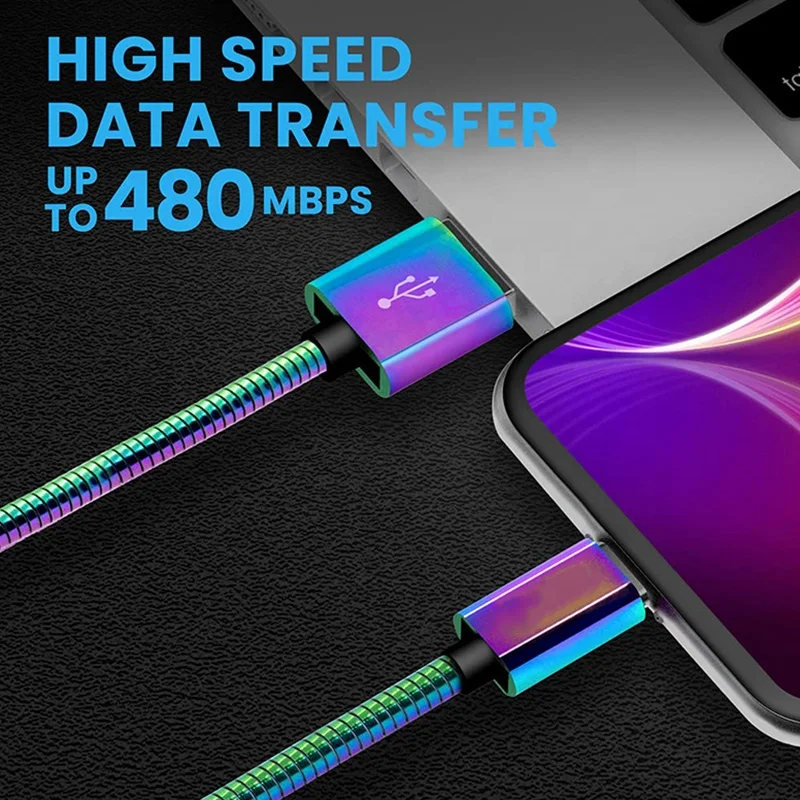 Type A Power Cable With Micro Metal Braided Flexible Phone Type C Usb Cable