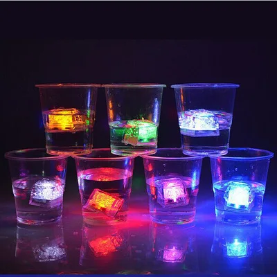 Multi Color LED Ice Cube Liquid Sensor Flashing Blinking Glowing Light up Ice Cubes for Drinks Party Wedding Bars Christmas