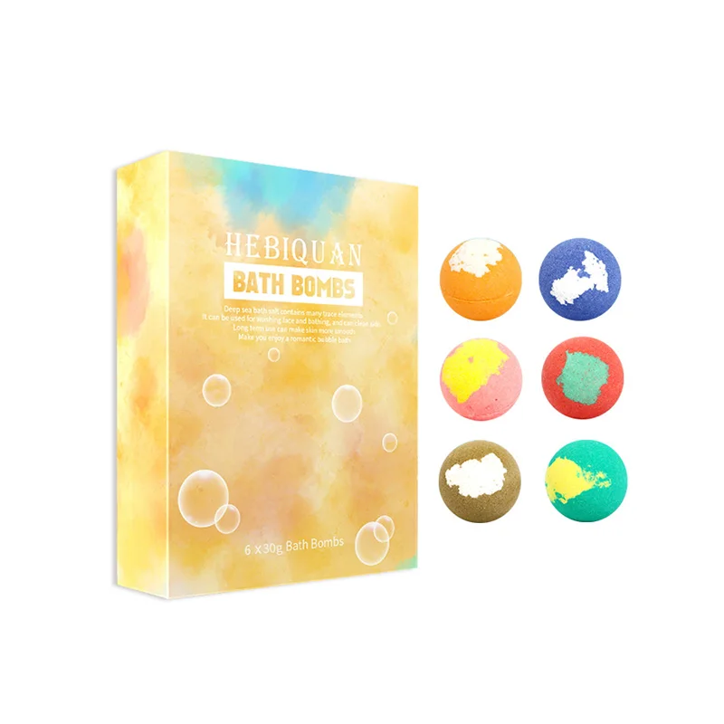 
OEM Custom Private Label 6 Colors Skin Care Natural Ingredient Colorful Salts Ball SPA Moisturizing Fizzy Bath Bomb 
