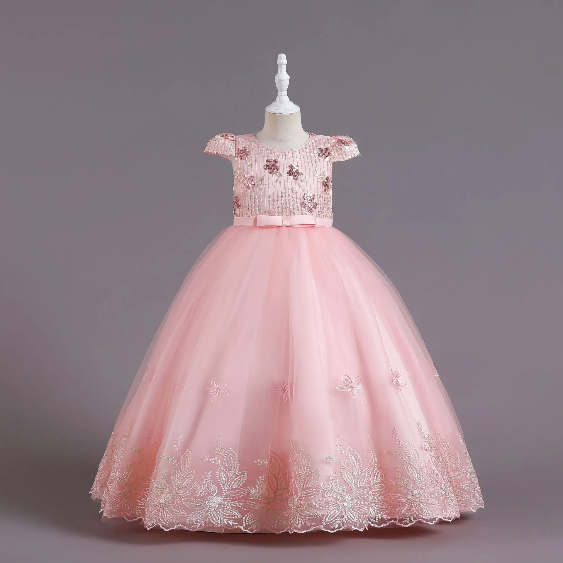 Высокое качество и церемонии первого причастия платья девочки платье дизайнерское с летящими рукавами модное принцессы для выпускного вечера дня рождения детское