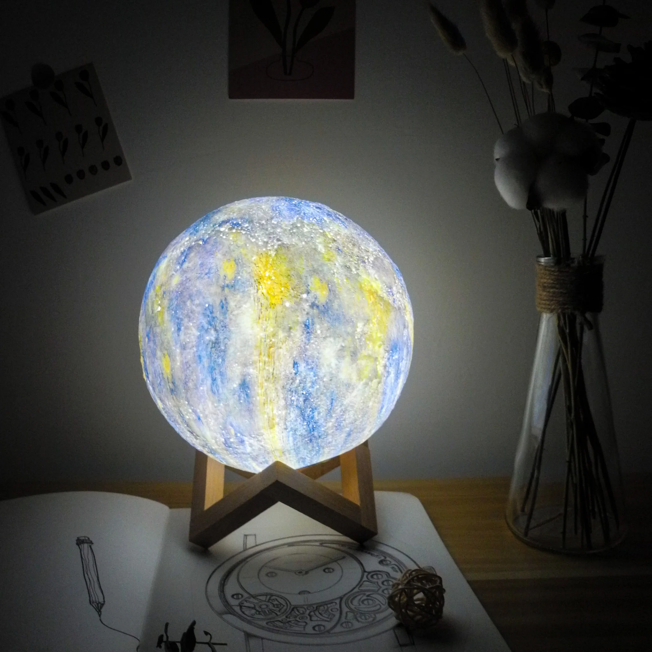 Lonvis Sky Starry Night Light Colourful 3D Led Light Birthday Gift Moon Lamp Multicolor Night Galaxy Lamp Led Lighting Lamp