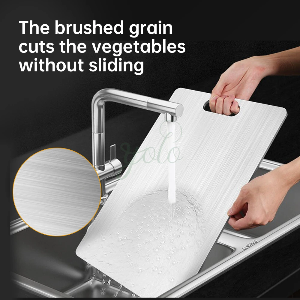double sides Dishwasher Safe Non Moldy FoodGrade Metal Chopping Block 316 Stainless Steel Titanium Cutting Board set for Kitchen