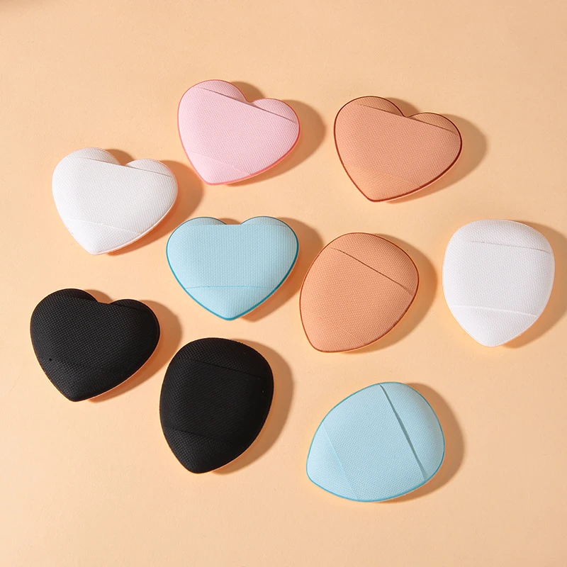 OEM Custom Wholesale Heart Shape Mini Finger Powder Puff Air Cushion Puff Dry&Wet Latex Free Make up Sponge Foam Finger Sponge