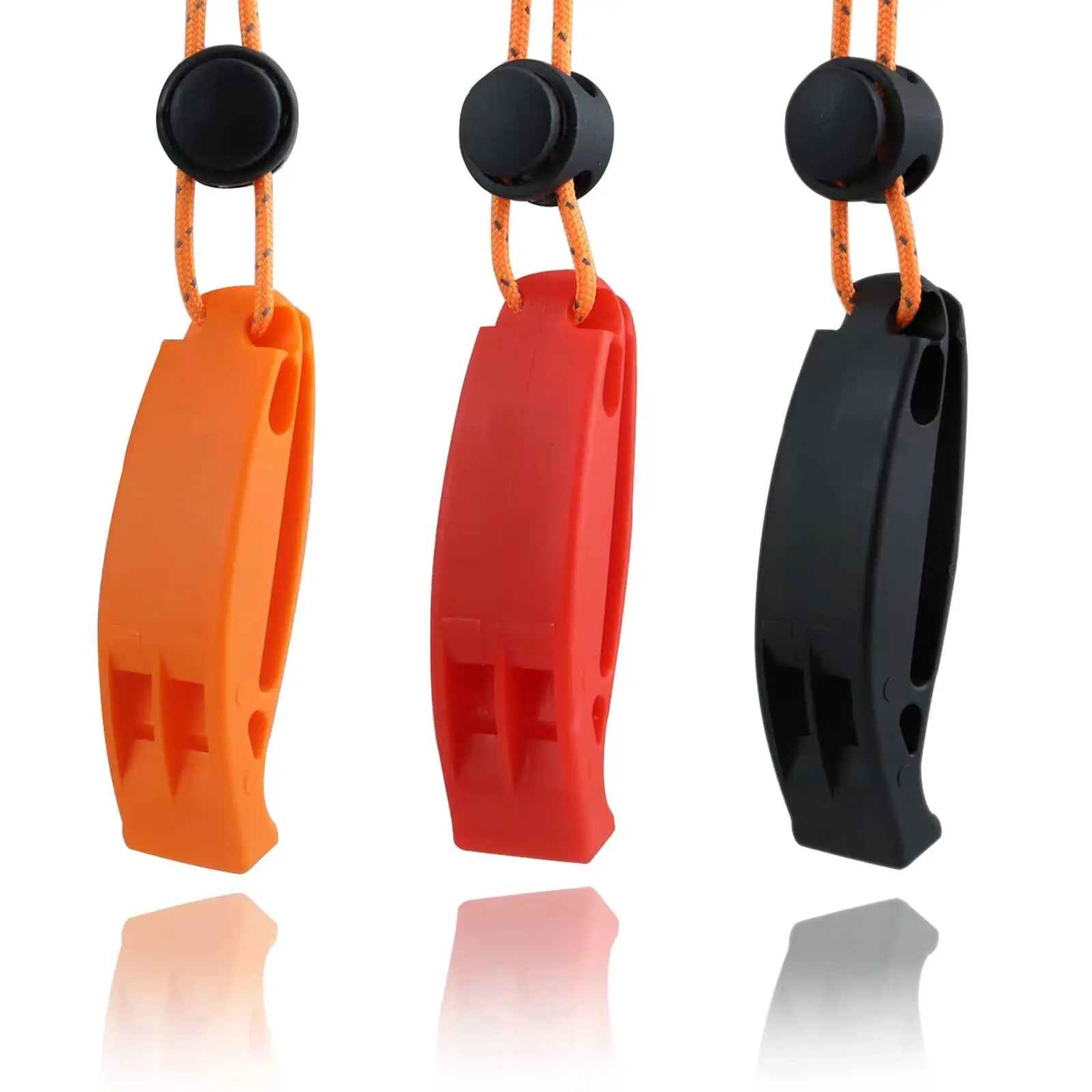 Loud Sound Custom Color Plastic emergency hiking whistle with Lanyard for Life Vest Jacket