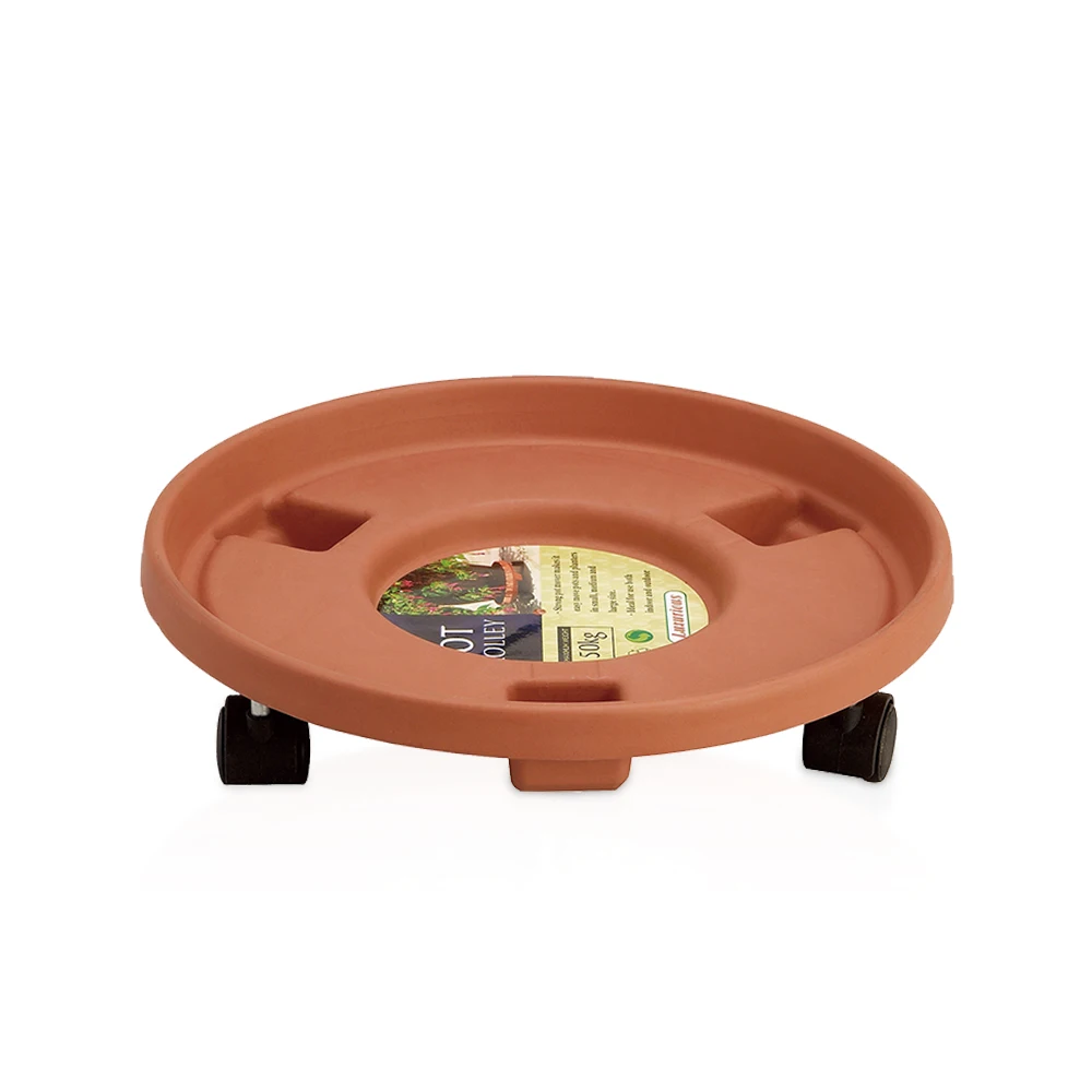 Outdoor garden plastic plant flower pot trolley with wheels