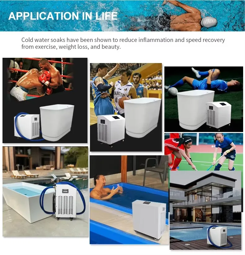 New Design Cooling 1/3HP 1/2HP Cold Therapy Sports Athlete Recovery 0.5HP Ice Bath Recvery Equipment with water chiller