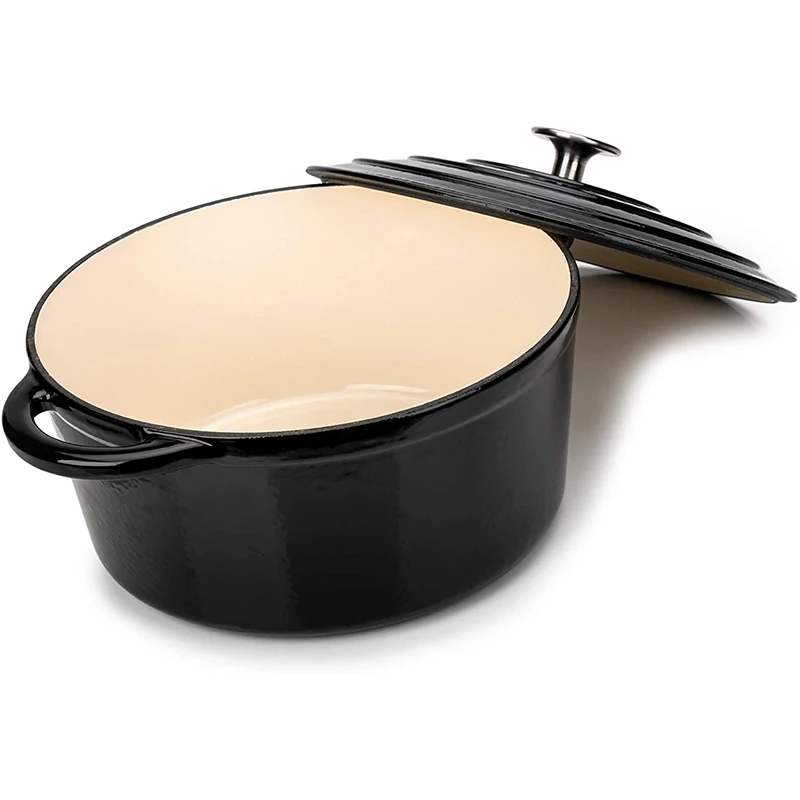 Hot sell Round Casserole Dish - Cast Iron Cauldron Induction and Gas Safe Non Stick Dutch Oven Roasting Cooker - with Lid