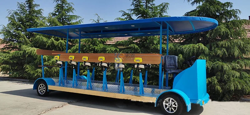 Best Blue Wood Beer Cart Pedal Pub Bike With Dispenser Bar Cycle Electric