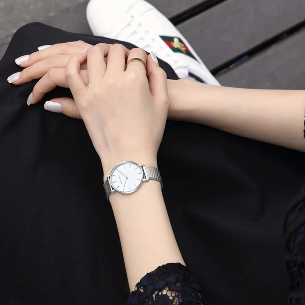 HM Top Brand Drop shipping Japan Quartz Movement Women Watch Rose Gold Waterproof Wristwatch Fashionable Nordic Ladies Watches