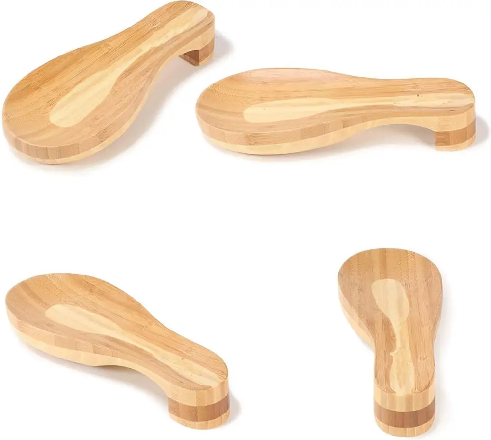 Bamboo Spoon Rest Organic Bamboo Wooden Holder for Spoons, Spatulas, Ladles, Teaspoons