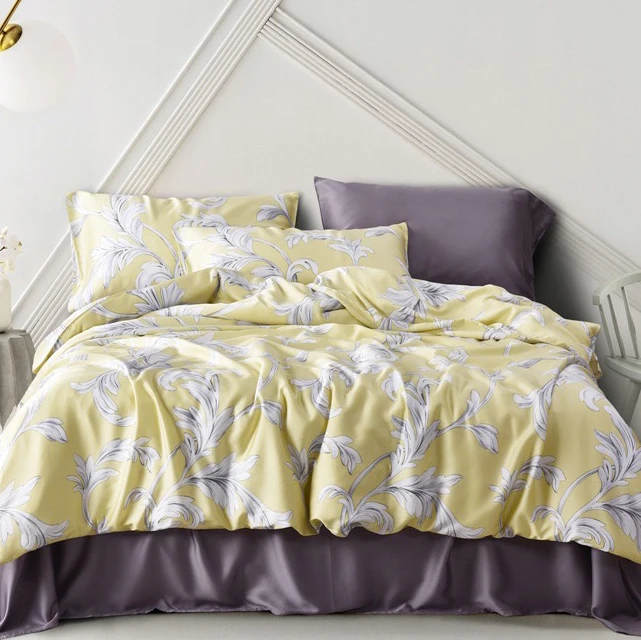 Luxury 100% tencel bedding set newest floral patterns bedsheet set lenzing brand lyocell duvet cover set