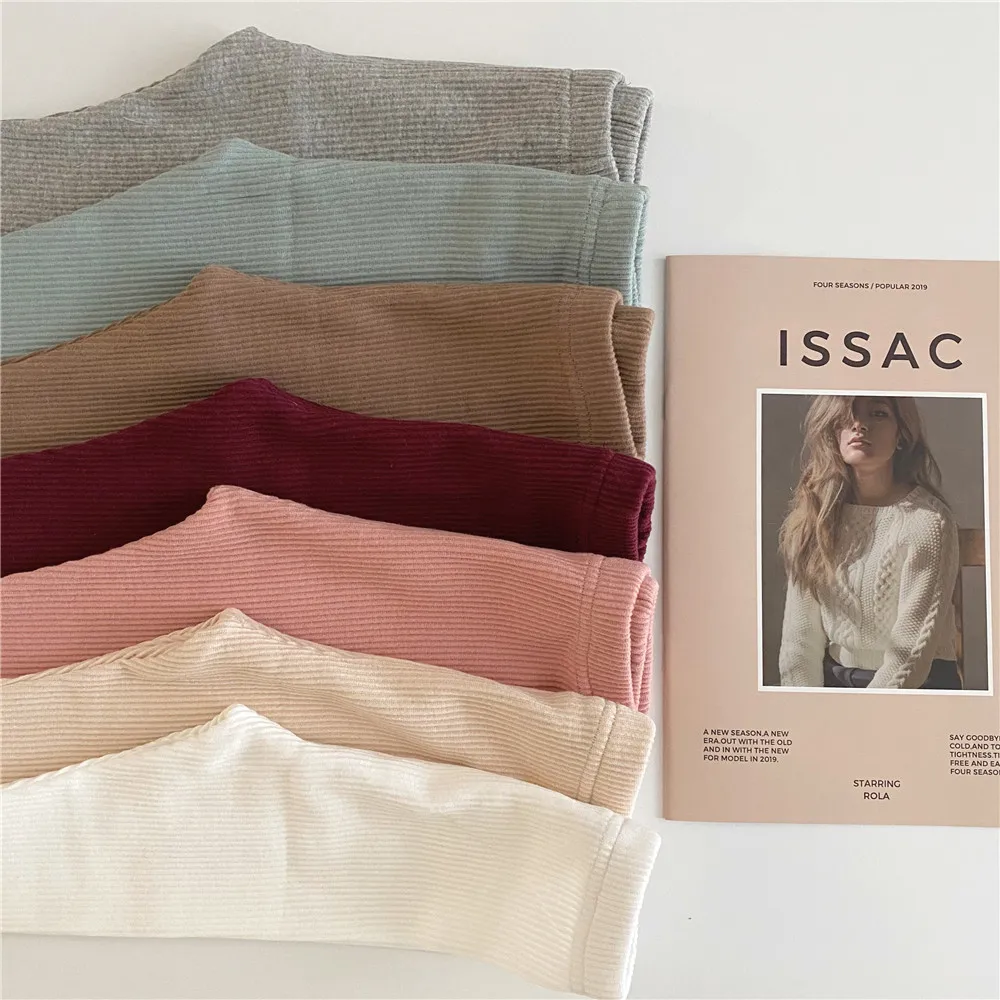 Children Clothing Baby Girls Pants Legging Solid Colour Kids Ribbed Cotton Trousers