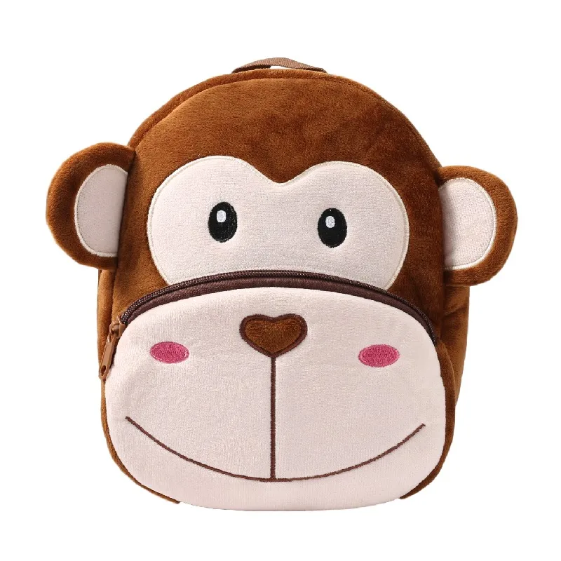 Brown Monkey Cartoon School Bag Plush Backpack Beautiful Backpack