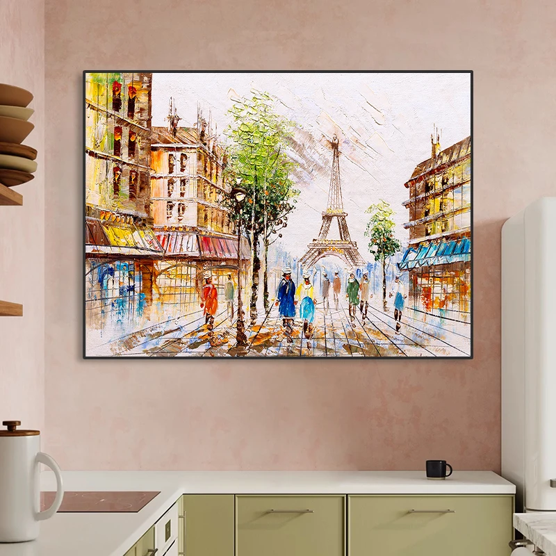 Custom Picture Oil Painting High Quality Street Scene Style 100% Oil Painting Art And Knife Painting Photo Wall Decor Suitable