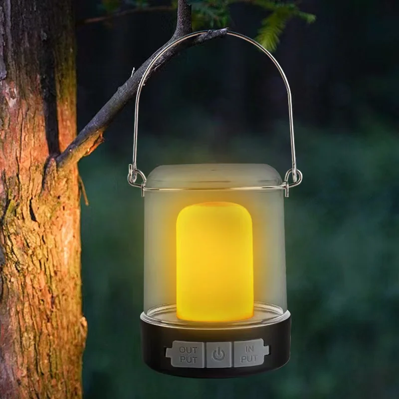 3 Modes Camp Decorative Lantern Outdoor Emergency Rechargeable Camping Light with Power Bank Waterproof LED Camping Lamp