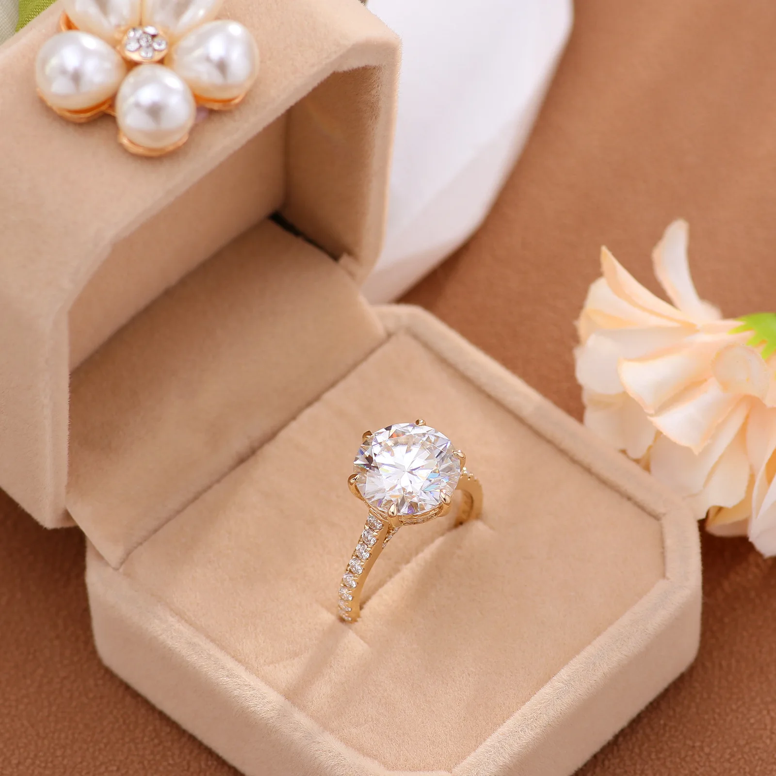High Quality Custom Jewelry 10K 14K 18K Real Gold D Class VVS 1-3 Ct Moissanite Diamond Engagement Wedding Ring For Women