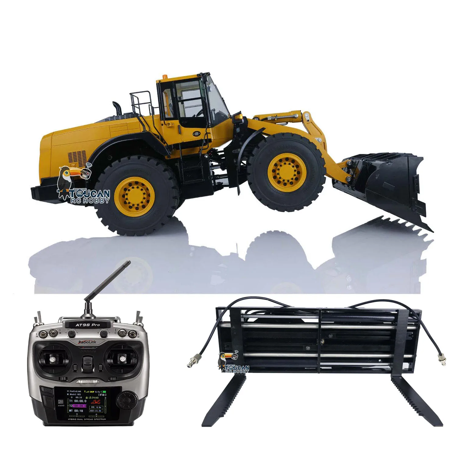1/14 MT Metal RC Hydraulic Loader Model WA480 Radio Control Toucan Earth Mover Truck with Fork Quick Coupler Sounds Lights Toys