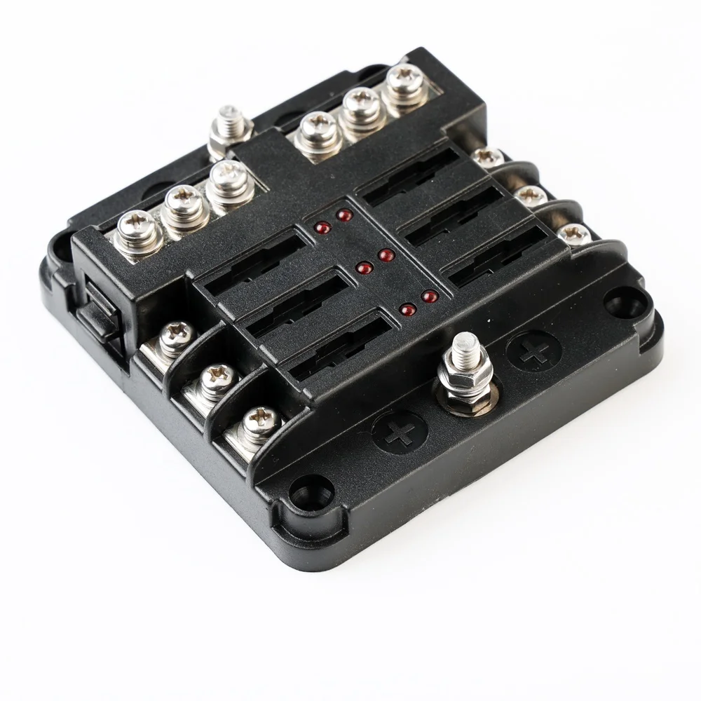 6 Circuits Red LED Indicates M4 Threaded Studs Bus Bar With Cover And Negative Bus