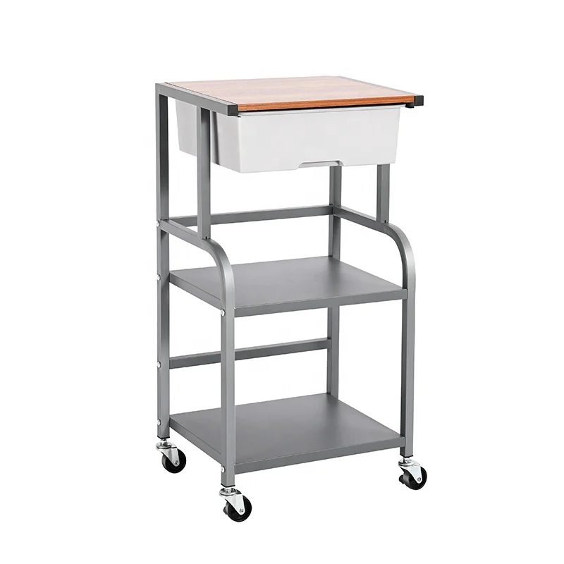 High Quality Household Metal Organizer Storage Rack Rotating Kitchen Utility Cart Living Room Storage Trolley with Drawers