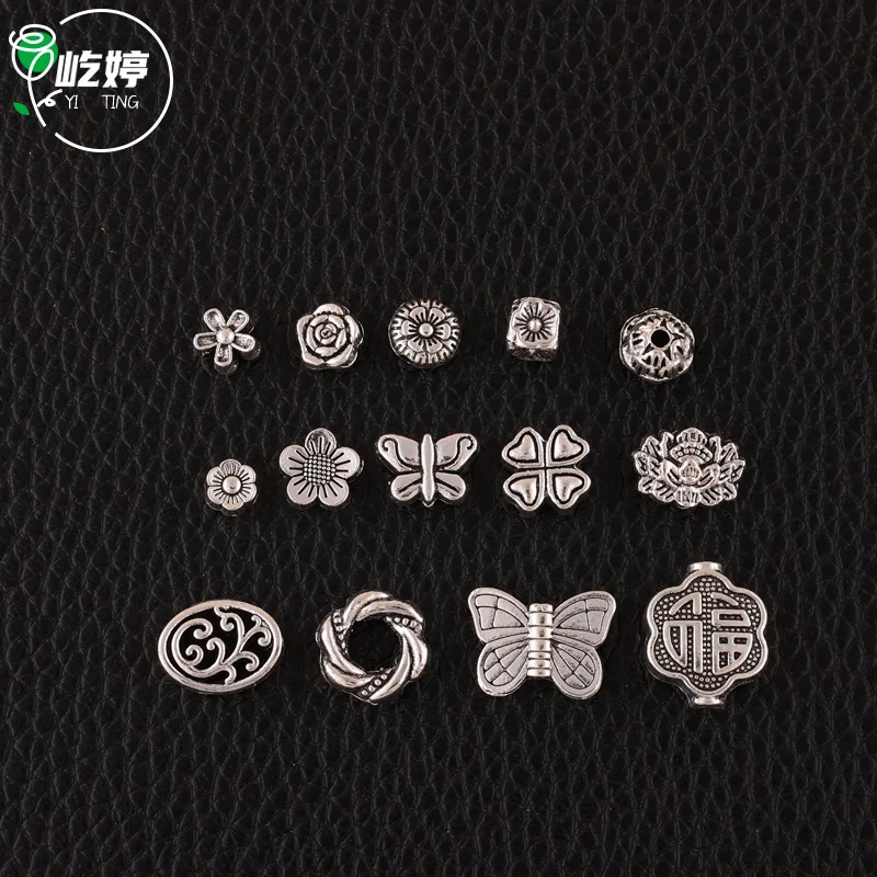 Wholesale  Tibetan Antique Silver Plated Heart Charms Metal Spacer Beads For Jewelry Making Diy Finding Accessories