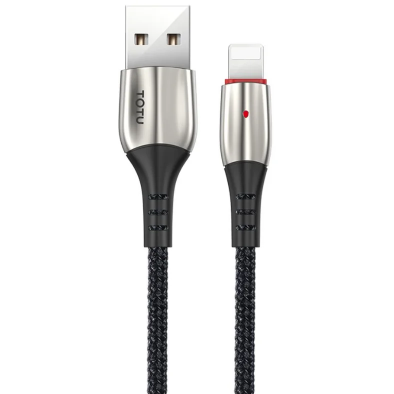 
TOTU BL-002 hot 1.2m 1.8m zinc alloy 3A data kabel for iPhone durable nylon braided USB cable with led light 
