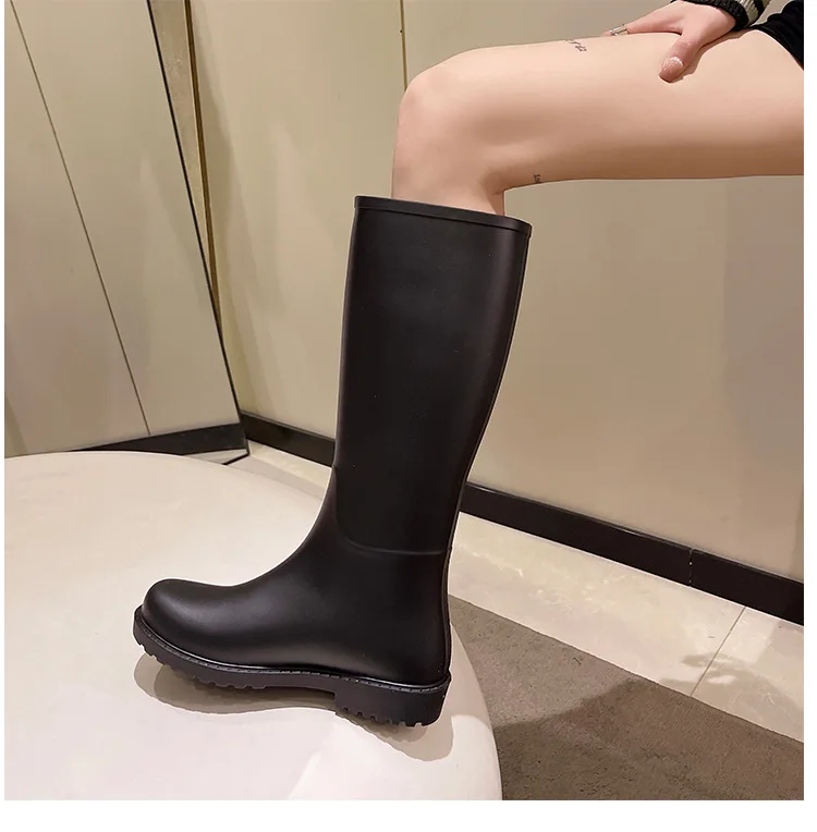 XY Fashion Outside Waterproof Non-slip Wear-resisting Contracted High Female Rain Boots