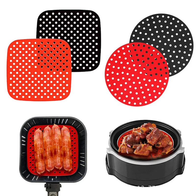 Silicone Baking Mat Square Round Air Fryer Liners Heat Resistant Non-stick Silicone Fryer Basket Accessories