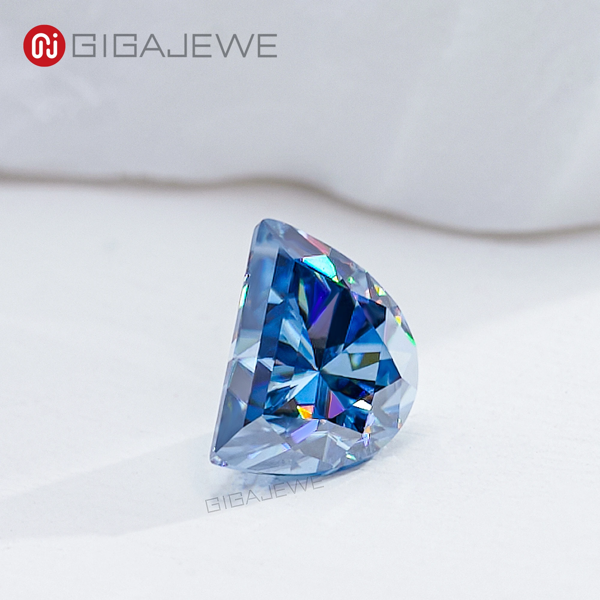 GIGAJEWE blue green yellow  Color Half moon cut VVS1 Special cut Moissanite Lab grown Gemstone  For Jewelry Making