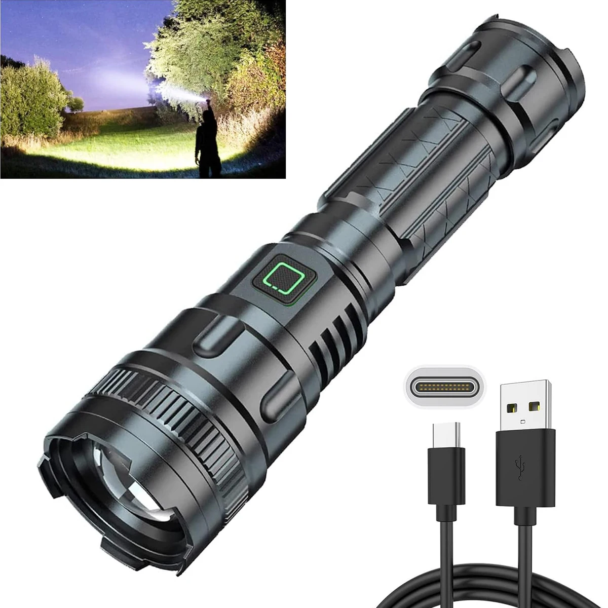 Flashlights Torches LED T6 Rechargeable Flashlight 3 Modes Accept Customized Battery Including