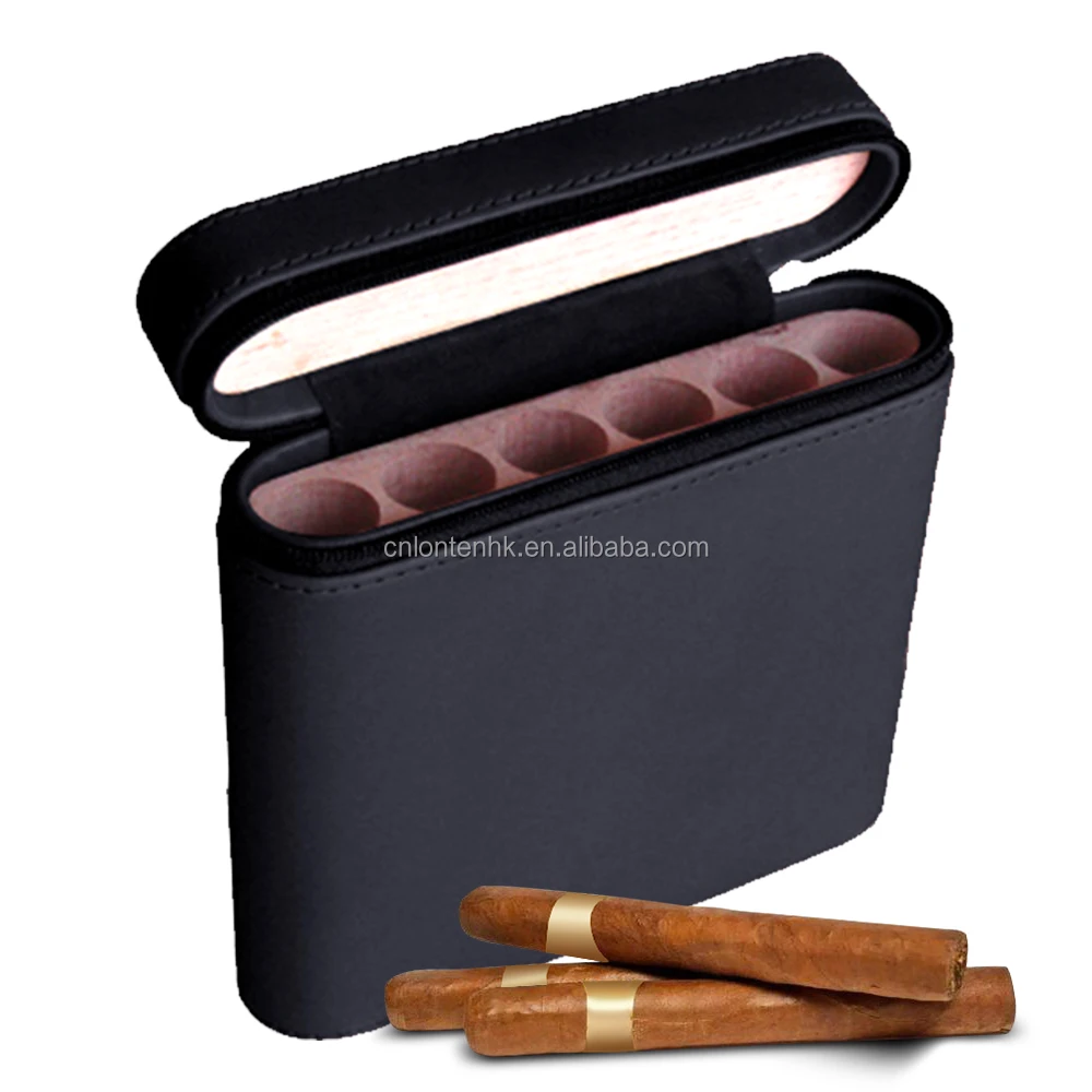 Leather surface small wooden  frame cigar humidor case