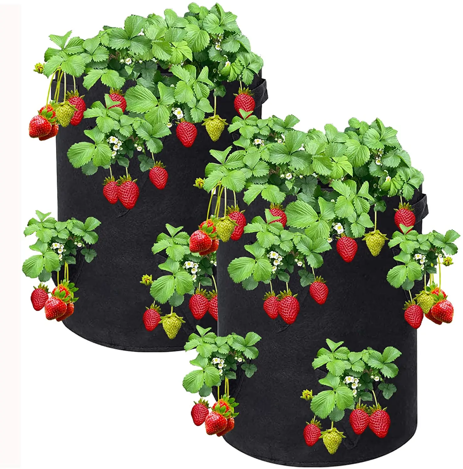 2 Pack 10 Gallon felt strawberry pot felt planter strawberry Felt Strawberry Plant Bag with 8 Side Planting Pockets