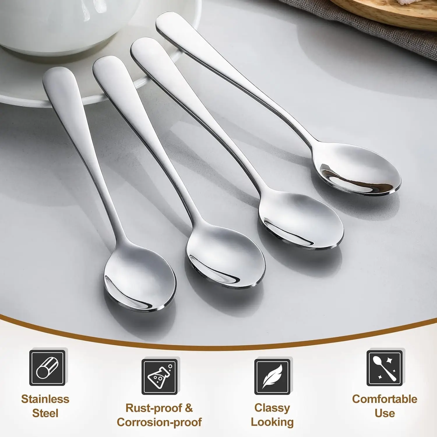 Demitasse Espresso Spoons 12.5cm Mini Coffee Spoon Stainless Steel Small Spoons For Dessert