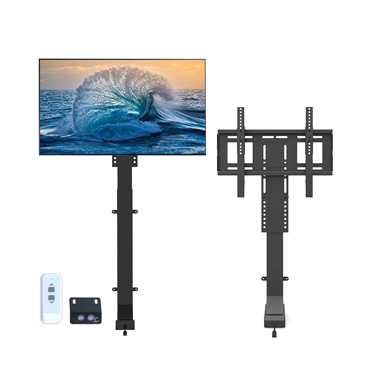 Factory 32-70 Inch Height Adjustable TV Monitor Floor Stand Mechanism Drop Down Hidden Cabinet LED TV Lift