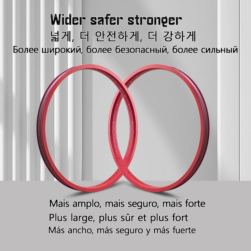 Funsea Bicycle Wheel BMX MTB Kids Adult Bike Rims 20 Inch Tire Rim Single Wall 36 Holes Alloy Width 30mm Matte Red Blue Splatter