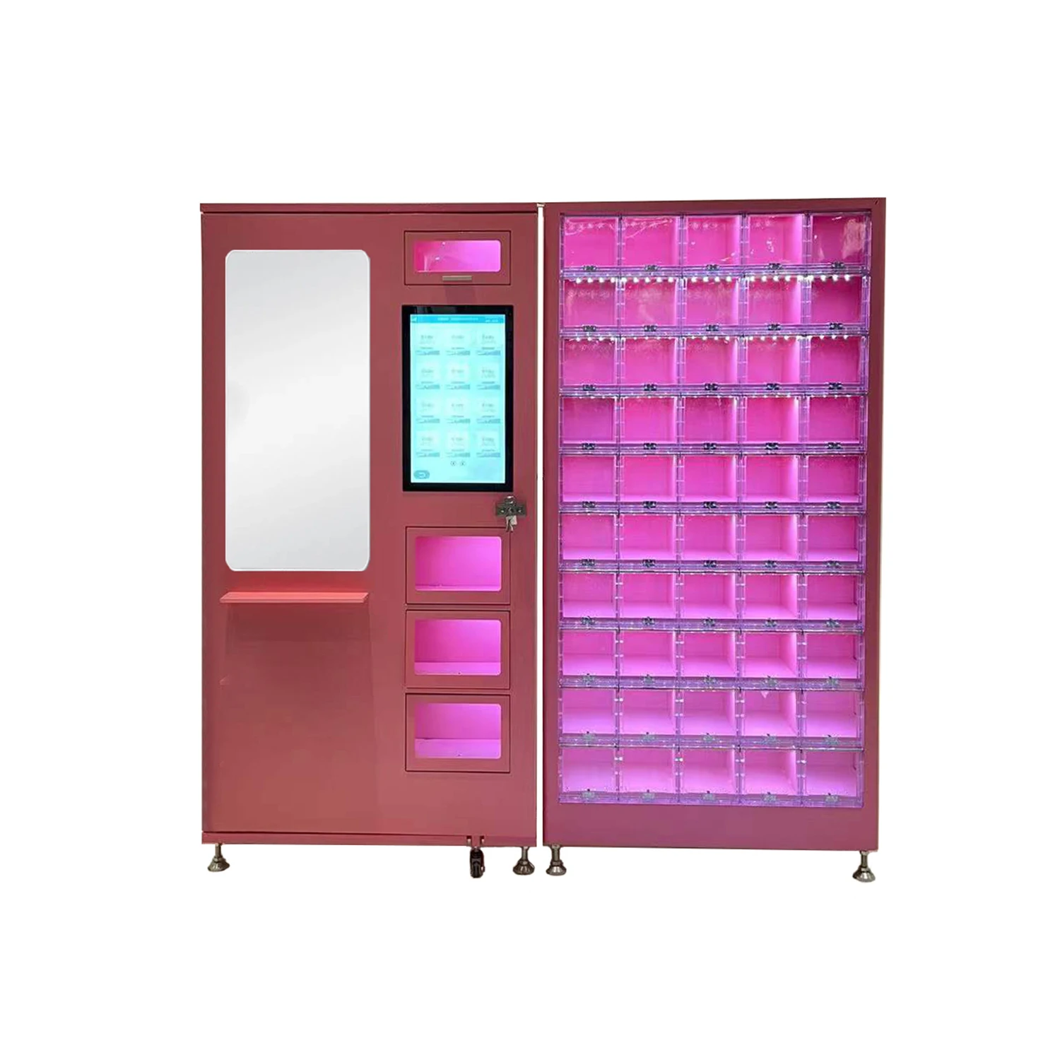 Easy to install beautiful pink locker vending machine can combo sell adult toy and cosmetics