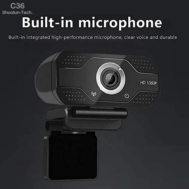 Shuolun C36 FHD 1080P 720P 30fps Built in Mic Auto Focus Manual Focus Fixed Focus Black Stock USB Webcam for Live Streaming