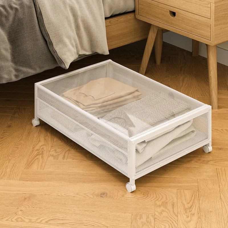 Metal Under Bed Storage Organizer Rack Large Clothes Toy Shoe Organizer Under Bed Storage Container With Wheels